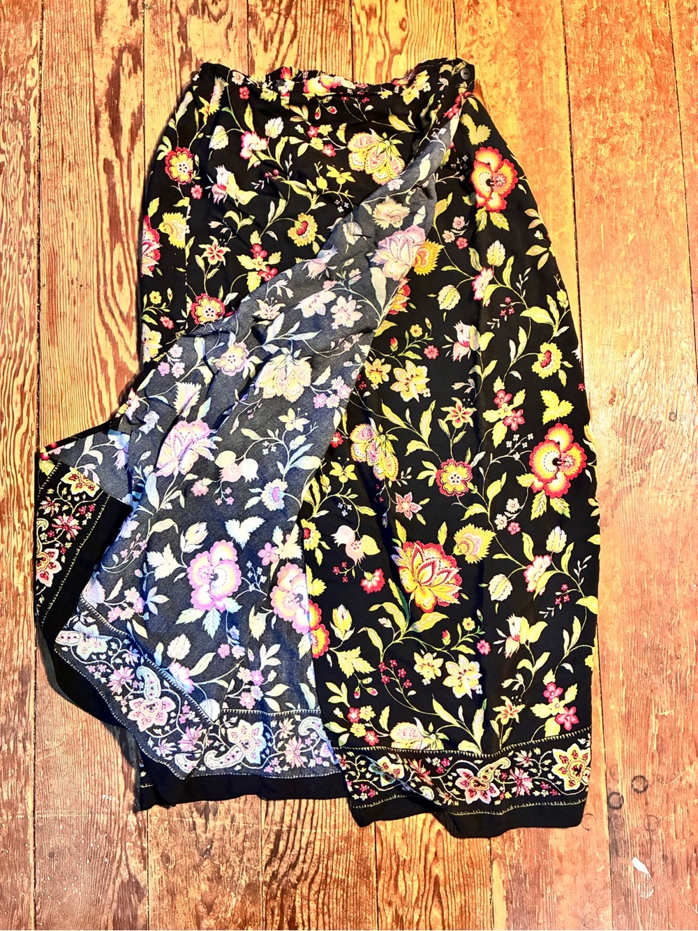 Coldwater Creek Black Floral Maxi Skirt - Multicolor Blossoms